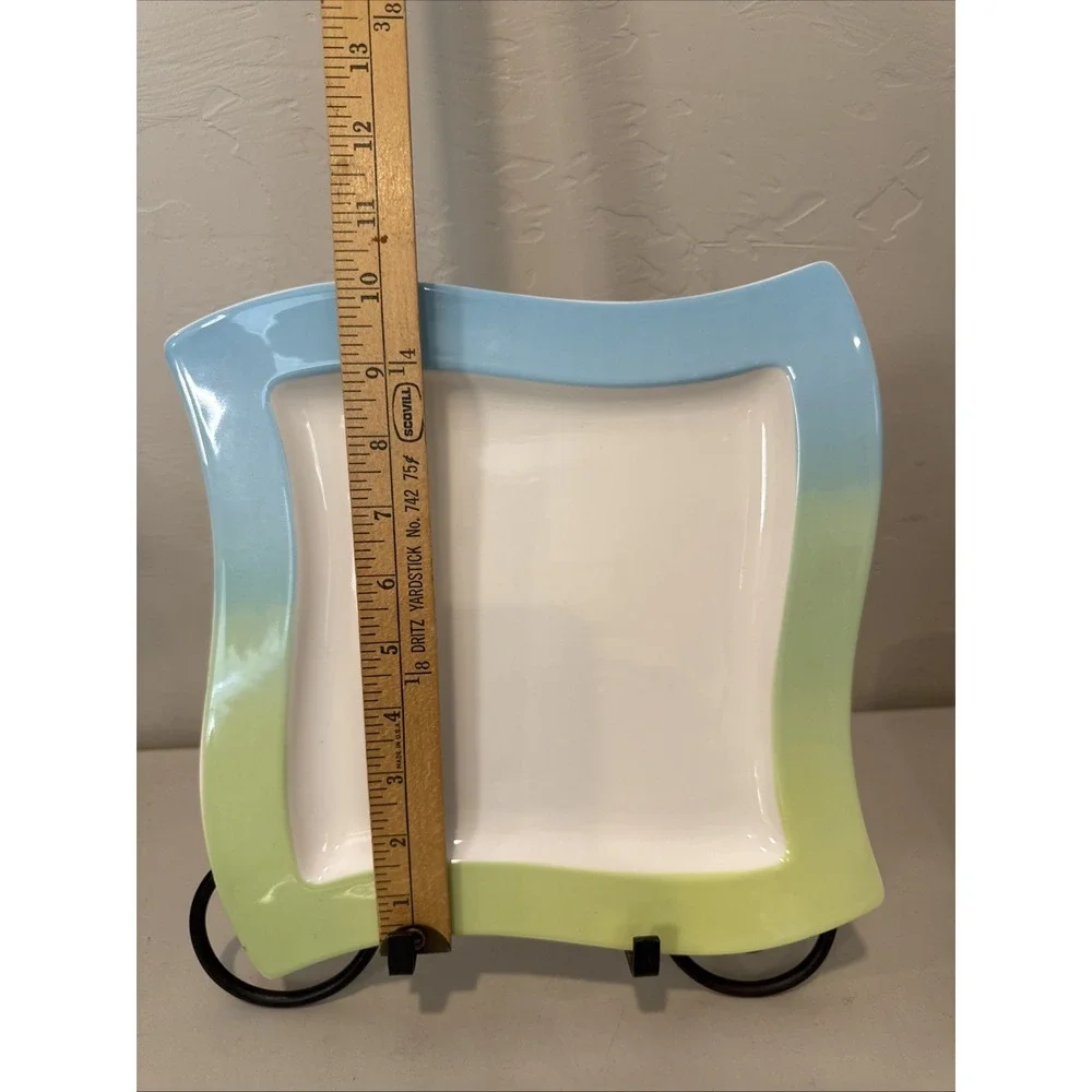 Villeroy & Boch NewWave Lagoon Square Dinner Plate Blue‎ Green Porcelain